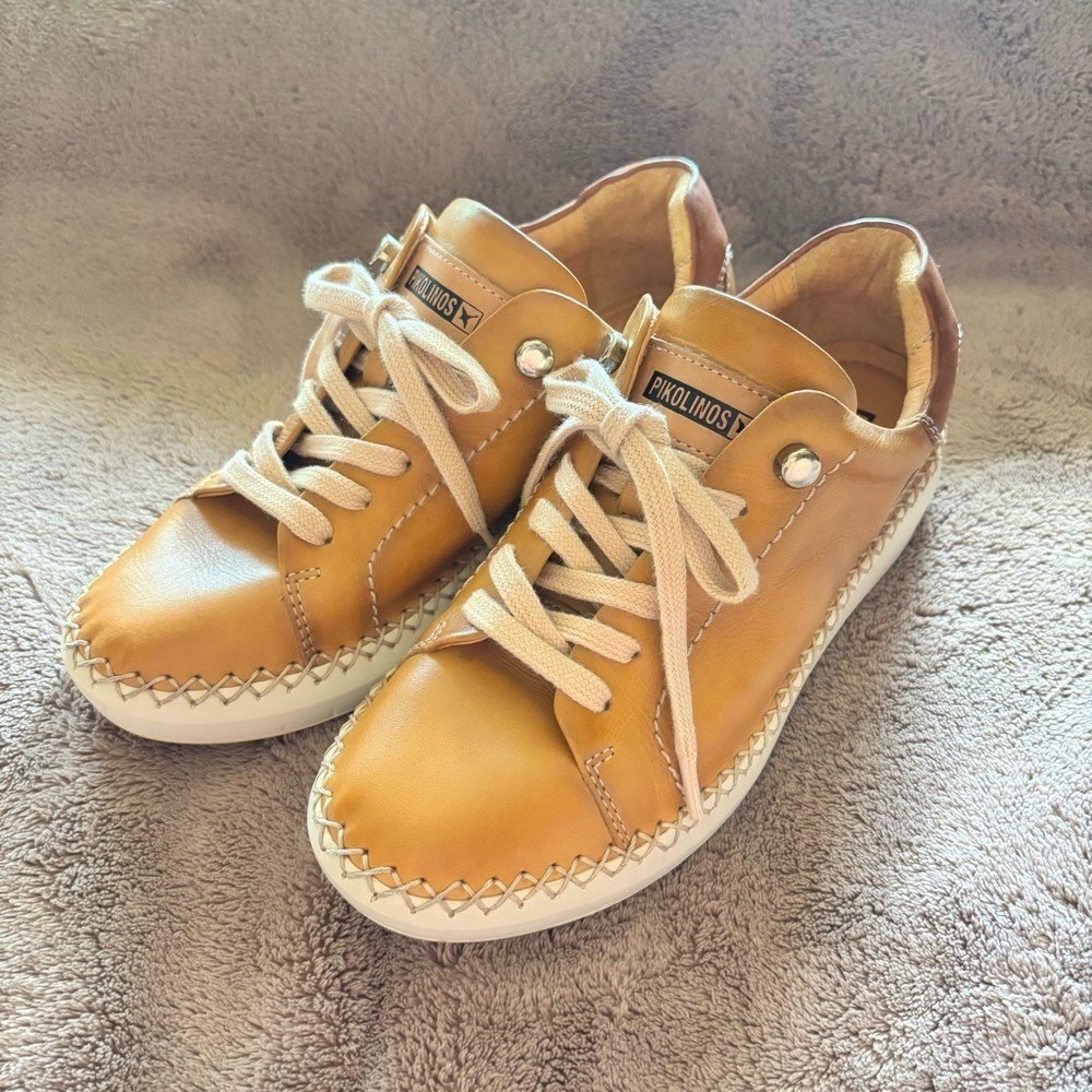 Pikolinos Cantabria W8H-6638 Brandy Leather Lace Up Sneakers Womens Size 36
